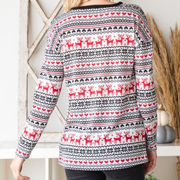 HEIMISH USA Red and Black Patterned Long Sleeve Top - Picture 8 of 9